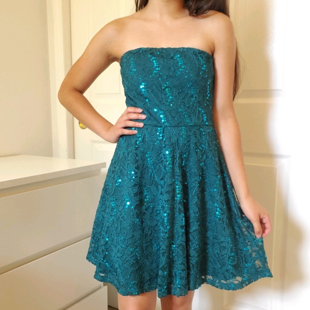 Green Sequin Mini Dress